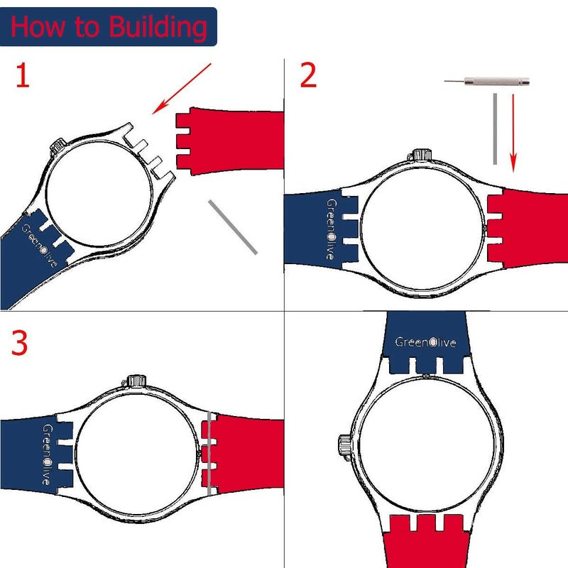 GreenOlive Replacement Waterproof Silicone Rubber Watch Strap Watch Band for Swatch (17mm 19mm 20mm) (19mm, Navy Blue) - Image 4